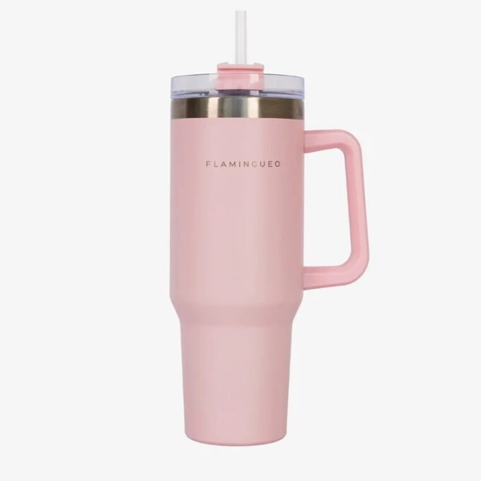 Pink stainless steel thermo bottle 1.18L