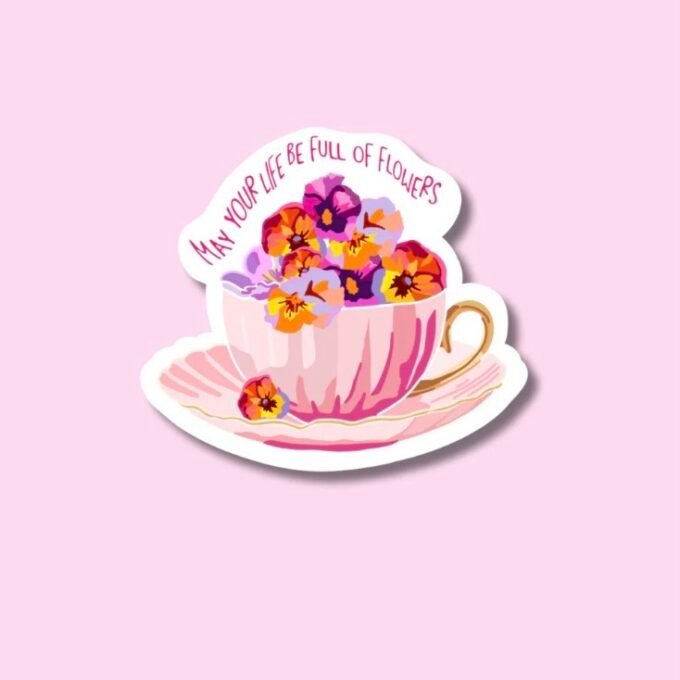 "Cup of flowers" sticker