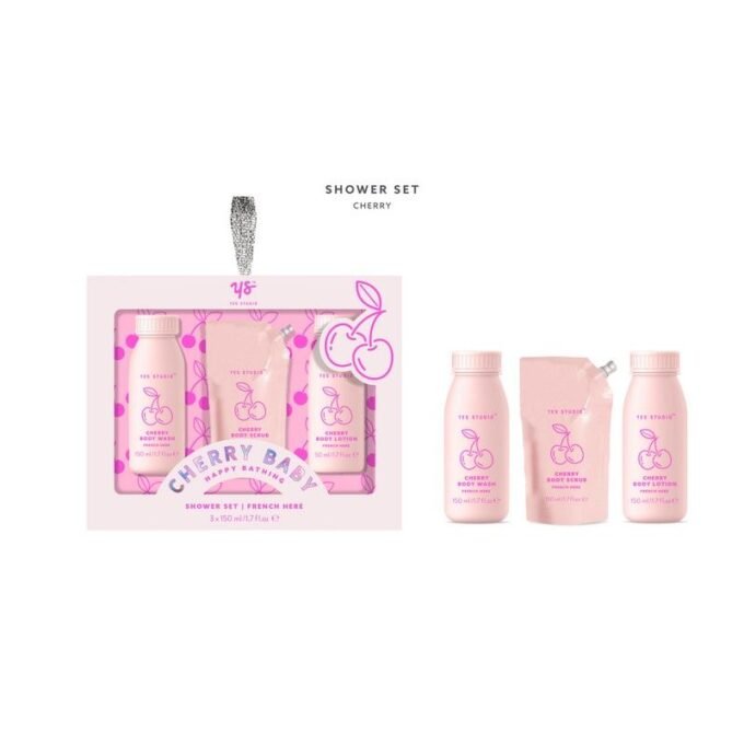 Shower Set including 150ml Body Wash, Lotion & Scrub, Cherry Baby Happy Bathing