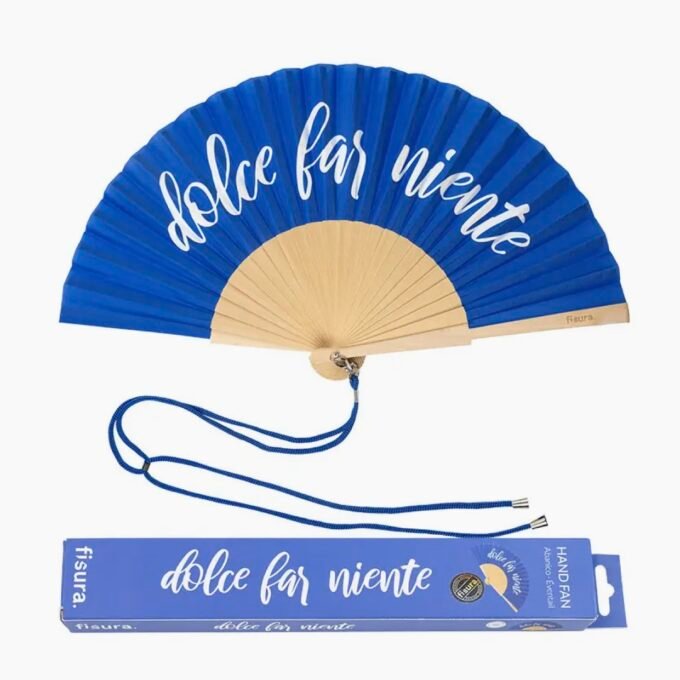 "Dolce Far Niente" Cyan Blue Fan