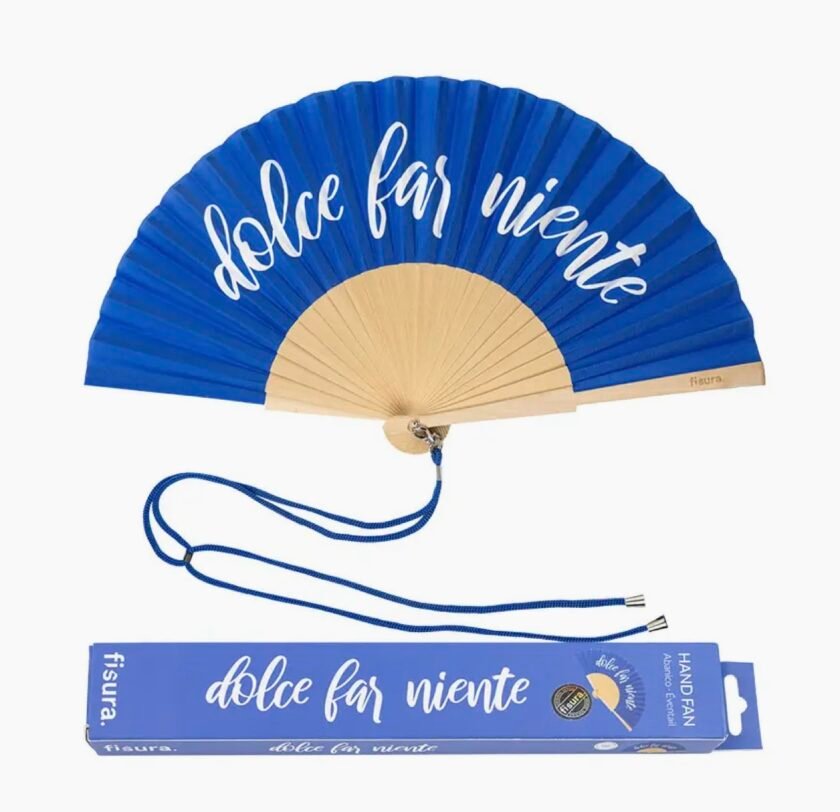 "Dolce Far Niente" Cyan Blue Fan