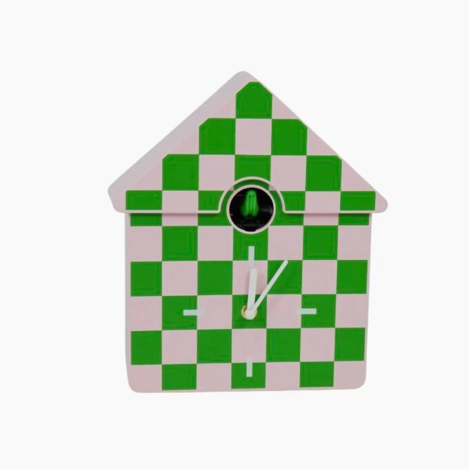 Clock- Wall Clock Cuckoo- Pattern- Green/Pink
