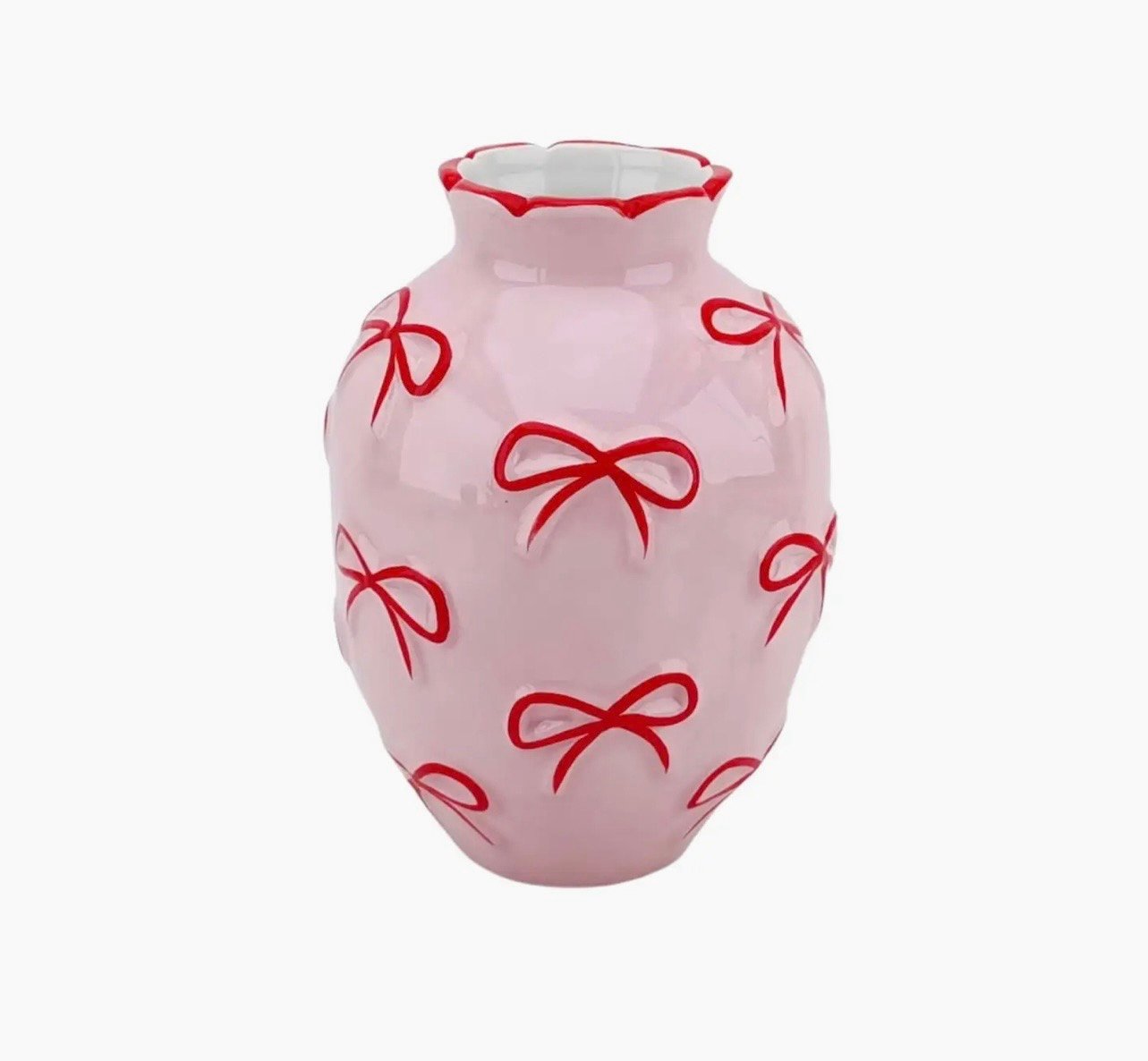 Vase - Flower Vase Ribbons - Light Pink/Red
