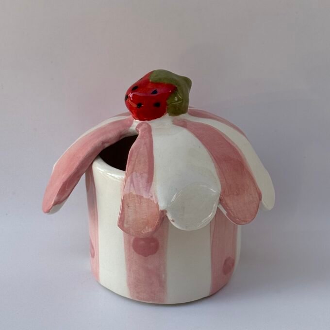 Ceramic Strawberry Sugar Bowl