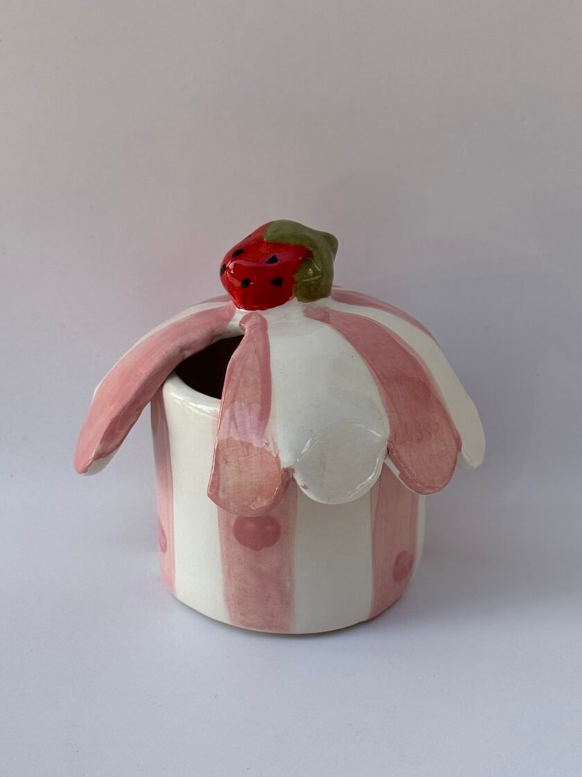 Ceramic Strawberry Sugar Bowl