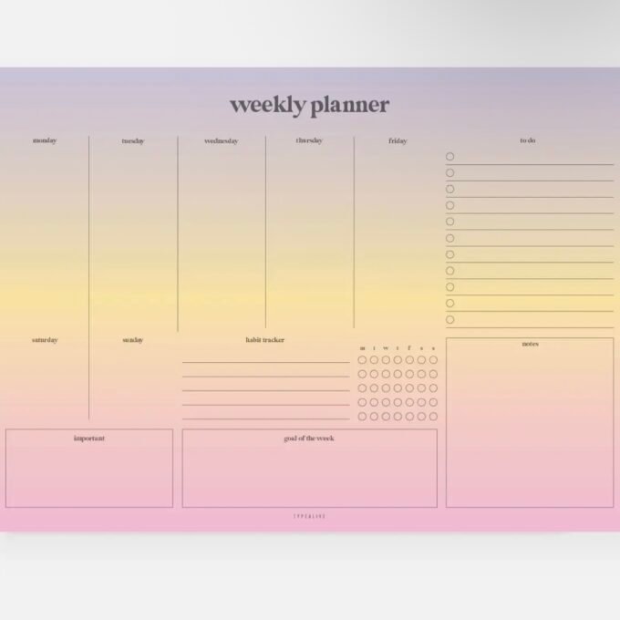 Weekly Planner / Sunset