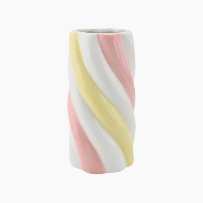 Vase - Marshmellow - Yellow/Pink/ White - 10,5x10,5x20cm