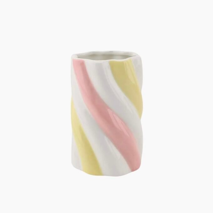 Vase - Marshmellow - Yellow/Pink/White - 10x10x15cm