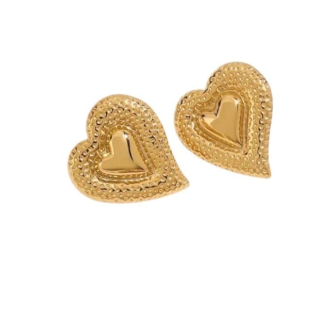 Earrings steel golden hearts