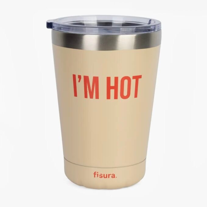 "Im Hot" Beige Thermos Mug