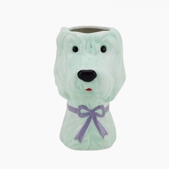 Vase -Flower Vase Dog - Mint/ Lilac- 13x14x21cm