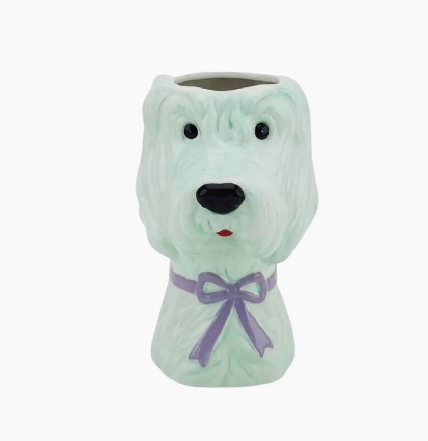 Vase -Flower Vase Dog - Mint/ Lilac- 13x14x21cm