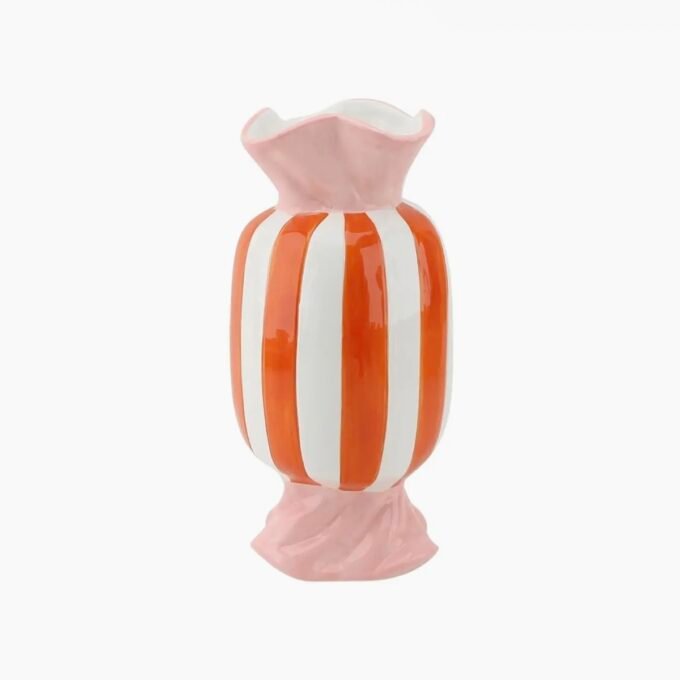 Vase -Flower Vase Toffee Candy - Orange/Pink - 9,5x9,5x21cm