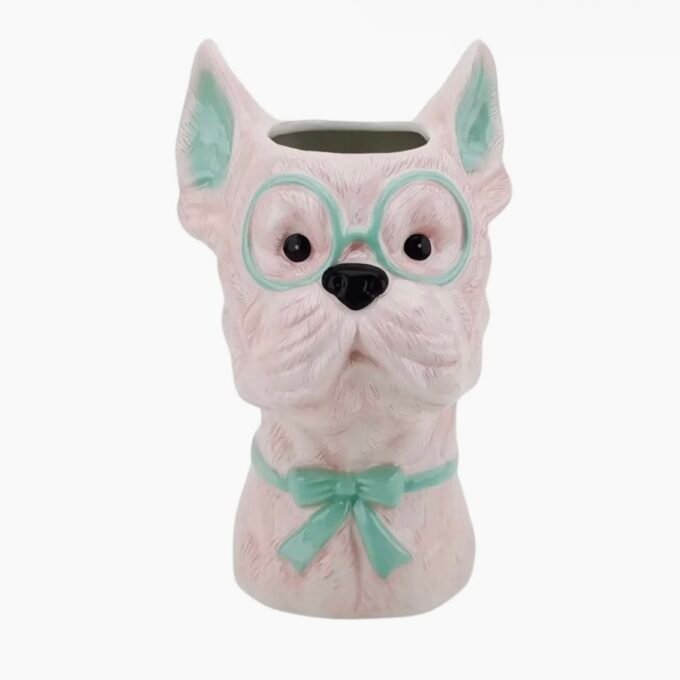 Vase -Flower Vase Dog - Pink/ Mint - 13,5x14,5x23cm