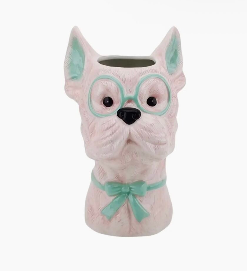 Vase -Flower Vase Dog - Pink/ Mint - 13,5x14,5x23cm