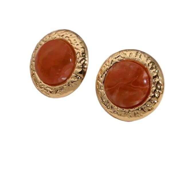 Earrings Gold Plated Red Red Frame