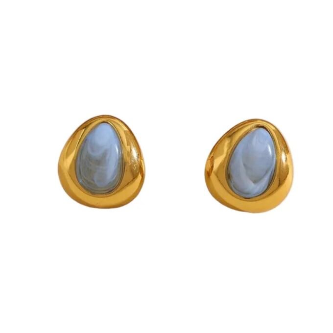 Earrings gilded steel with blue