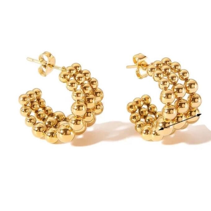 Earrings gold rings with balls
