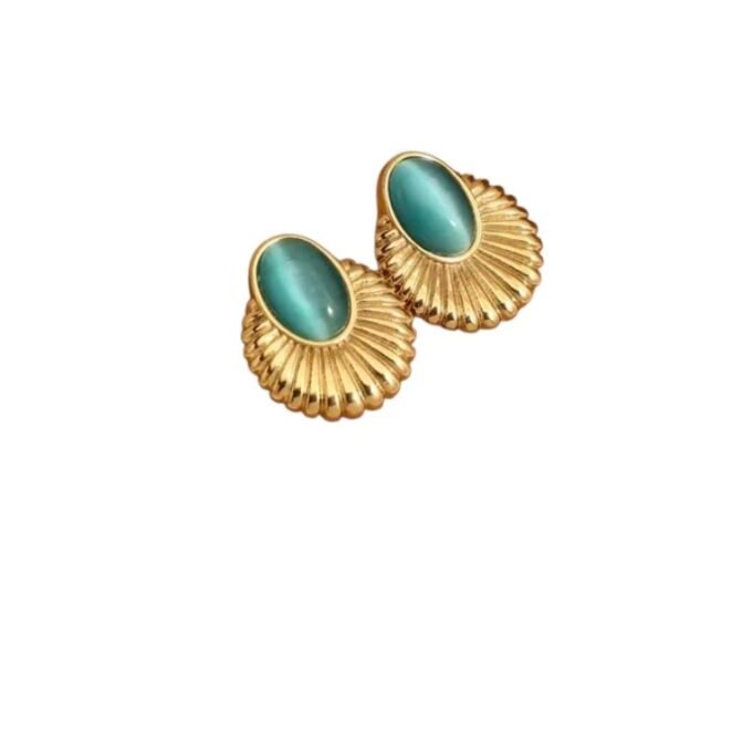 Steel earrings with blue stone