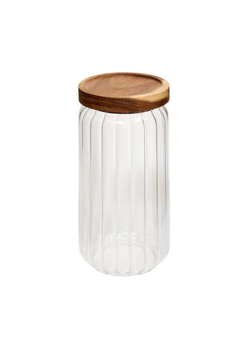 Βάζο γυάλινο "Harmony" καπάκι ακακίας 1L/9x20,4cm