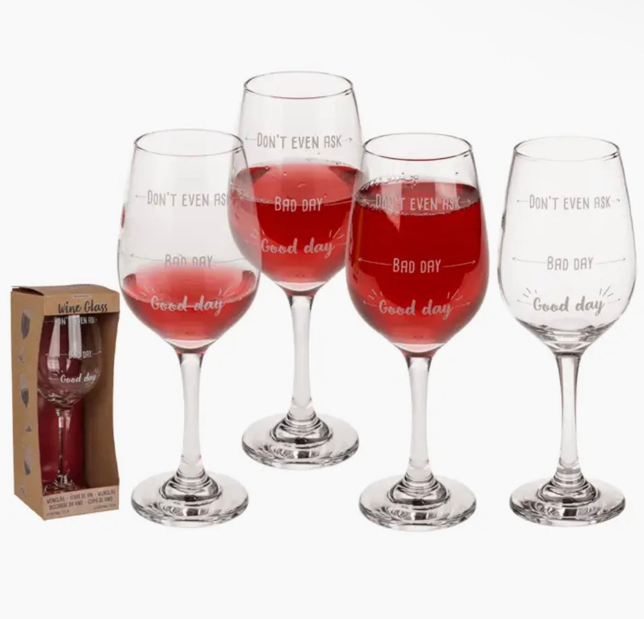 Wine Glass, Good Day, Bad Day, Don't Even Ask, - Image 2