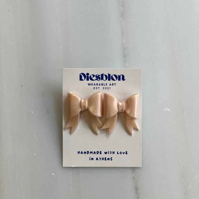 Beige Bow Earrings