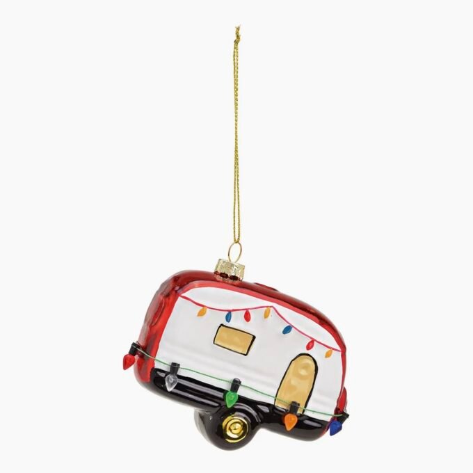 Christmas Ornament Caravan Made of Glass, Colorful (W/H/D) 10x7x4cm