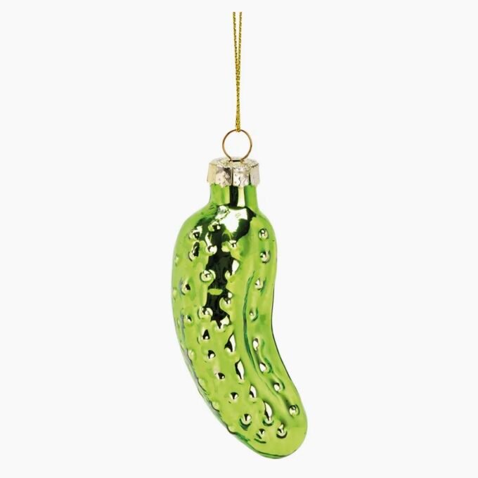 Christmas Ornament Cucumber Made of Glass, Green (W/H/D) 3x8x3cm