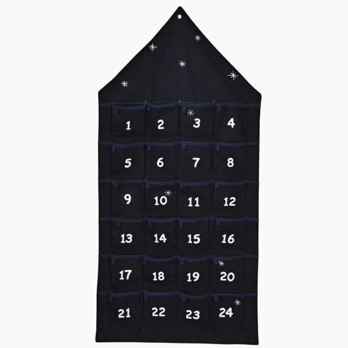 Advent Calendar House Made of Textile, Black (W/H) 48x96cm