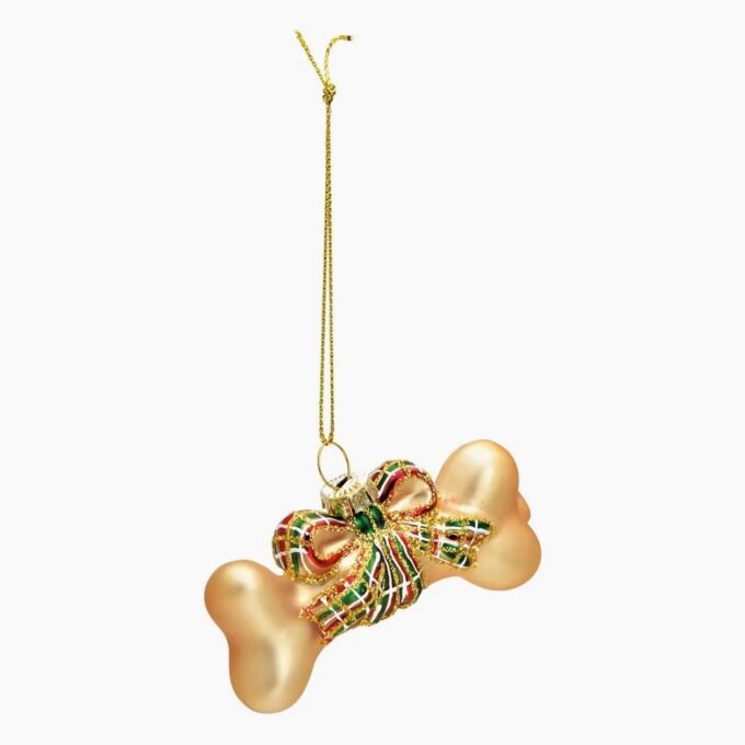 Christmas Ornament Bone Made of Glass, Gold (W/H/D) 8x4x2cm