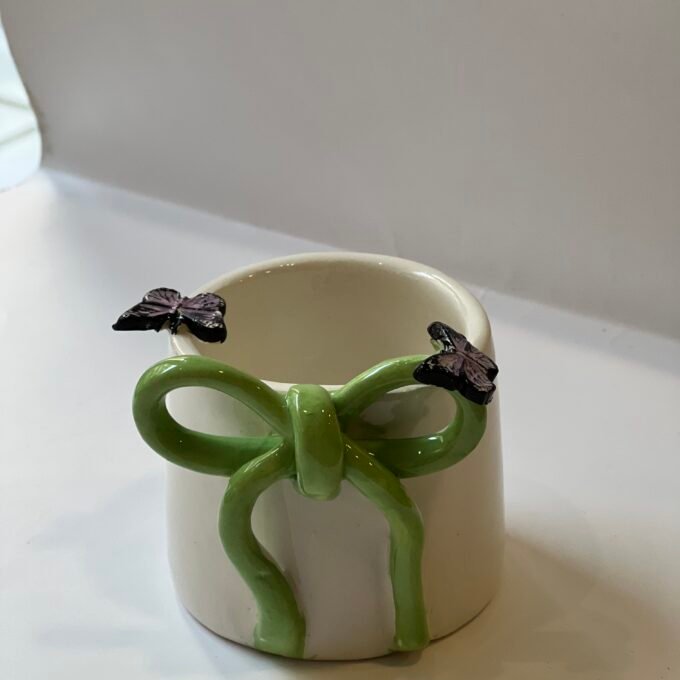 Green Bow Cup WITH BUTTERFLIES