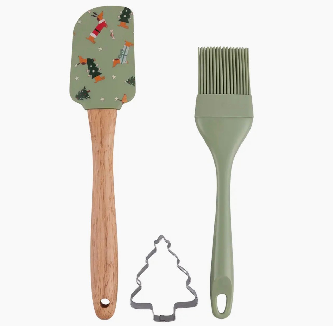 Natalotto Spatula+Brush+Cookie Cutter Green