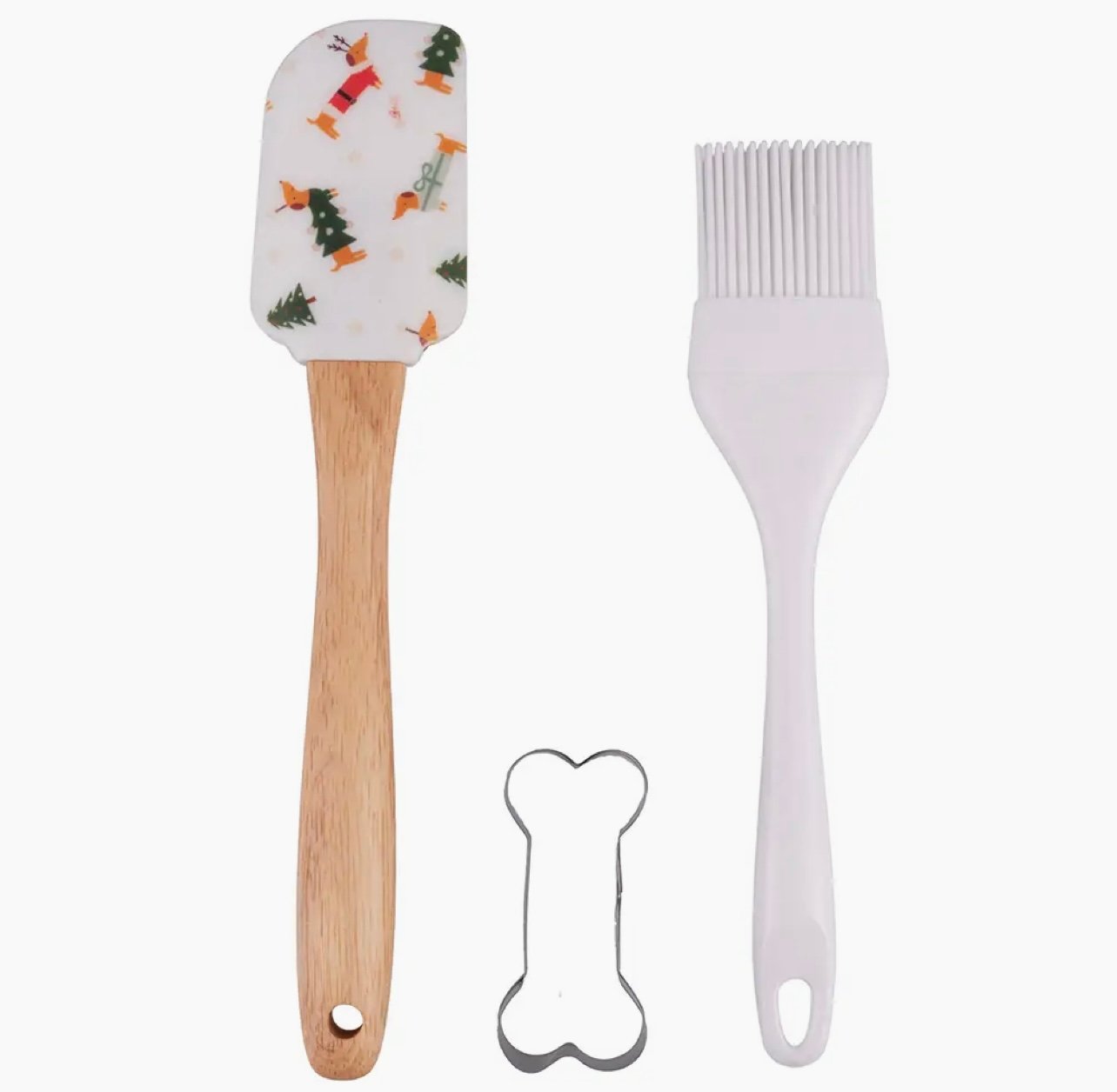 Natalotto Spatula+Brush+Cookie Cutter White