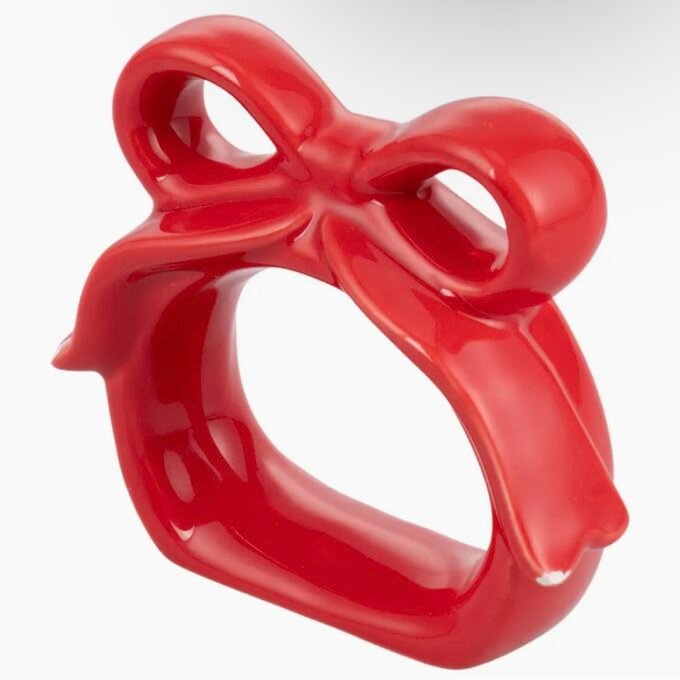 Xmas Napkin Rings Red Bow
