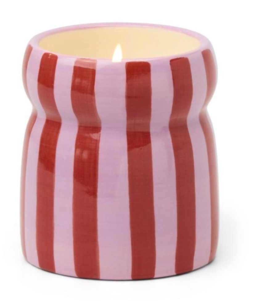 Pink Peppermint Φυτικό Κερί 184gr σε ροζ ριγέ κεραμικό δοχείο, Cabana - Paddywax - Image 2