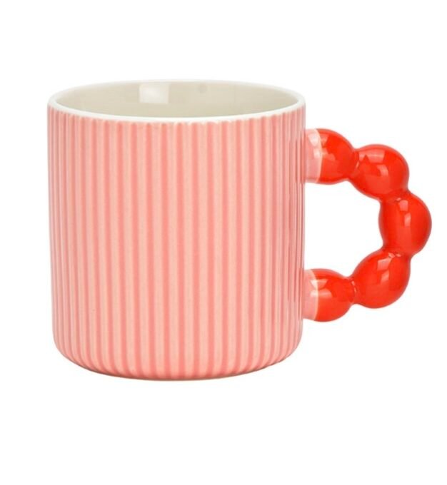 Mug with Pearl Handle Made of Porcelain Red 360ml