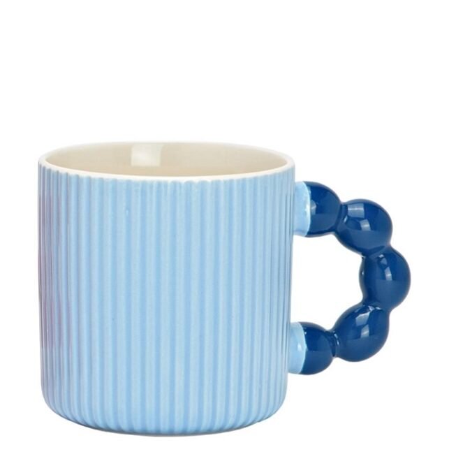 Mug with Pearl Handle Made of Porcelain Blue 360ml