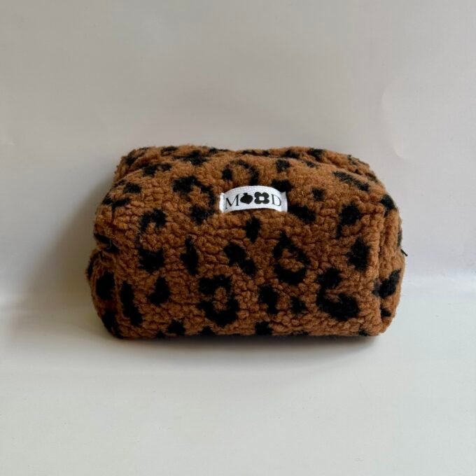 Teddy Brown Leopard Makeup Bag