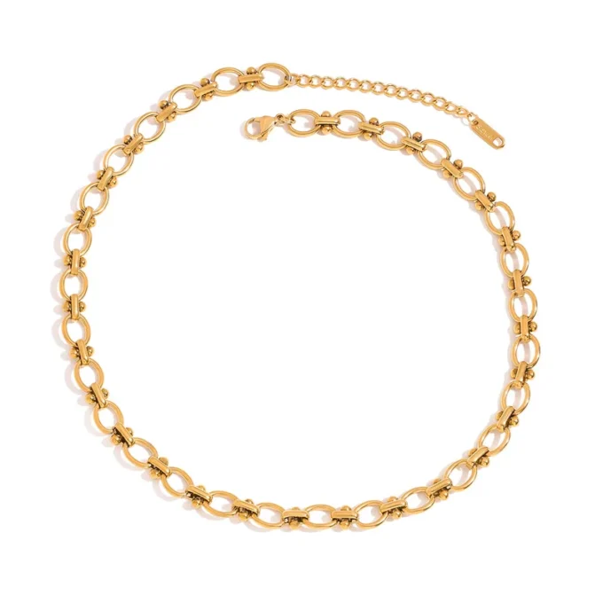 Gold plated steel chain necklace