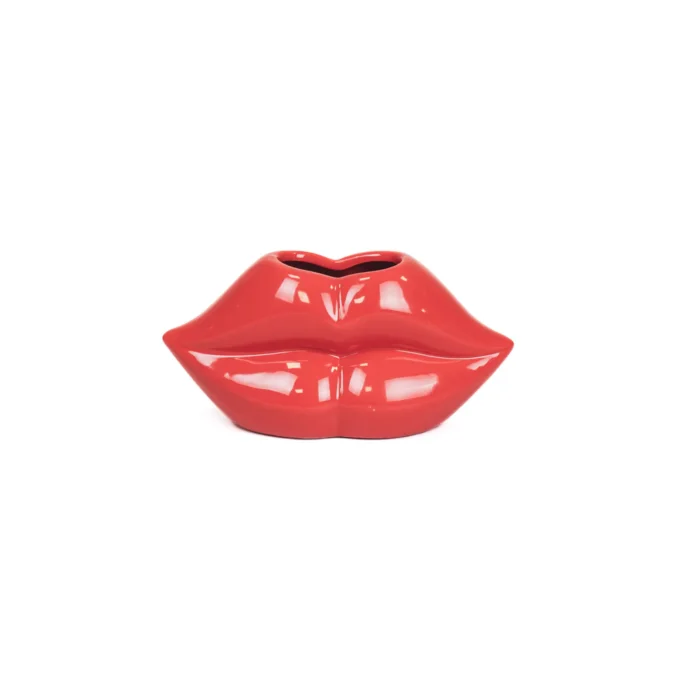 Pot - Lip - Ceramic - Red - 15,5x6,5x7,5cm