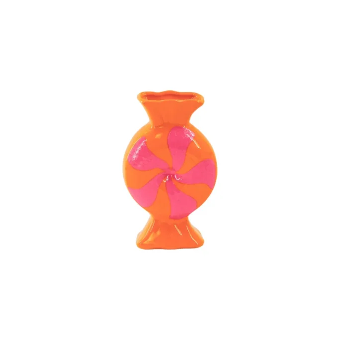Flower Vase- Toffee Candy-Ceramic- Pink/ Orange -12x6,5x20cm