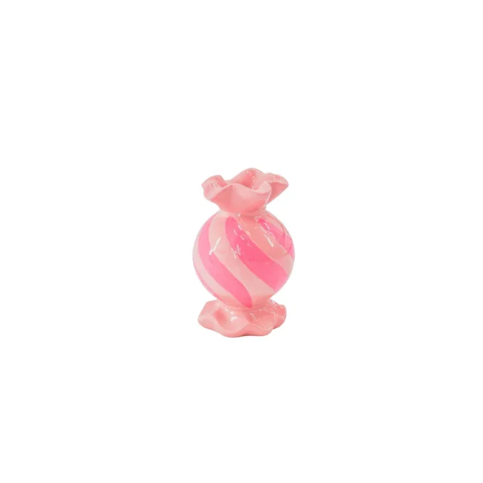 Candle Holder- Round Toffee Candy - Ceramic-Pink/ Neon -8,5x8,5x13 cm
