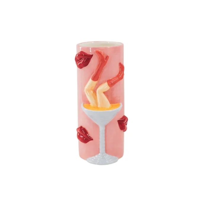 Flower Vase- Pornstar Martini Vase- Ceramic- Pink/ Red- 14x12,5x28 cm