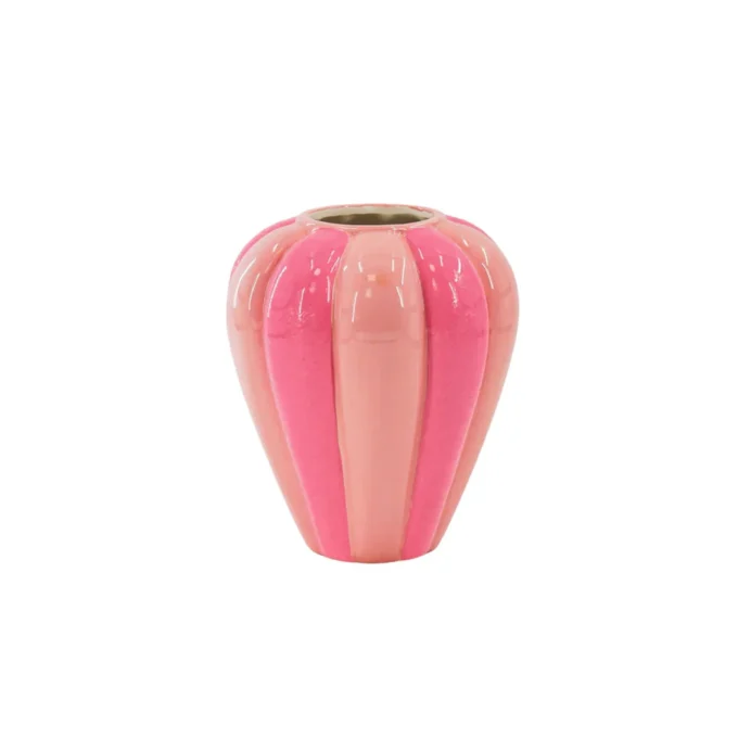 Flower Vase- Swirl Vase-Ceramic- Neon Pink/ Light Pink- 20x20x21,5 cm