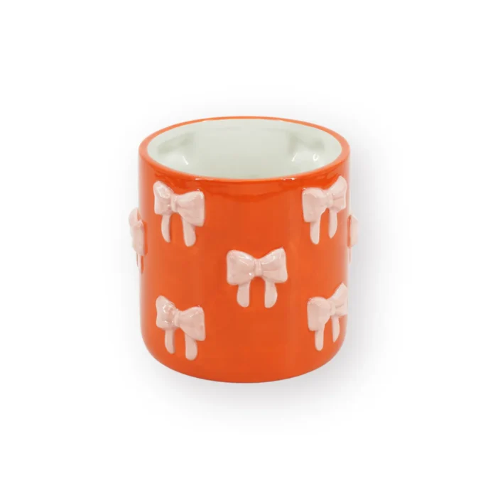 Pot - Flowerpot - Bow - Orange/Pink - 12.5x12.5x13cm