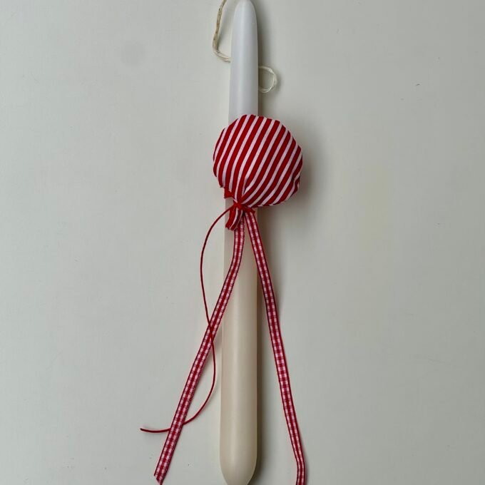 White Easter Candle with Red Balloon
