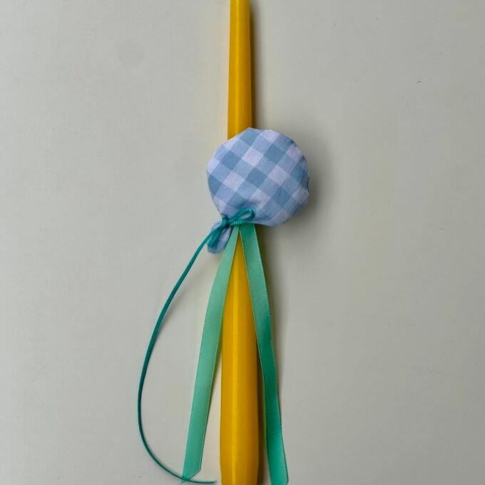 Yellow Easter Candle with Blue Balloon