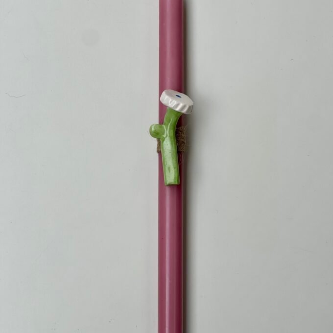 Pink Easter Candle with Ceramic Flower