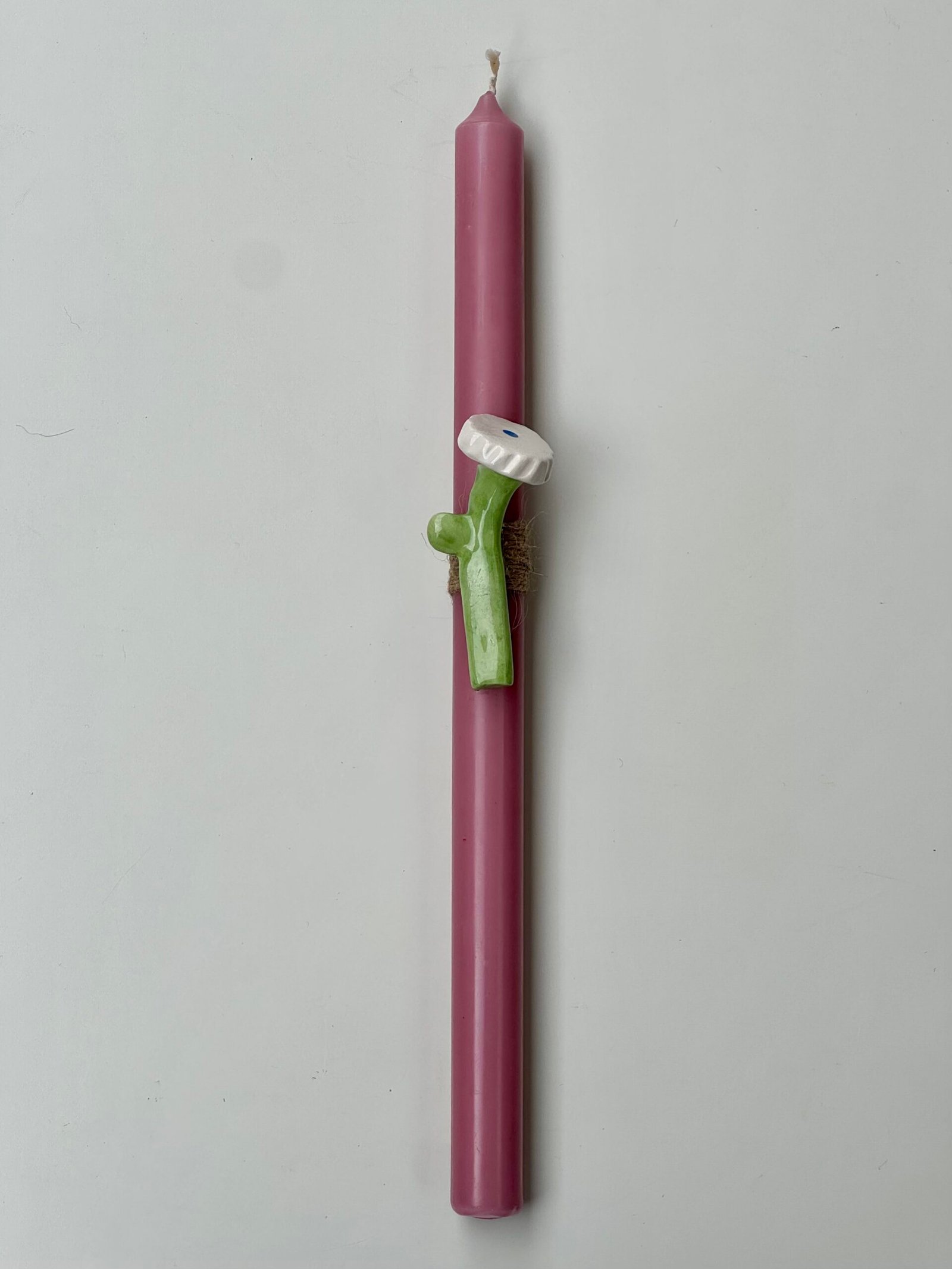 Pink Easter Candle with Ceramic Flower