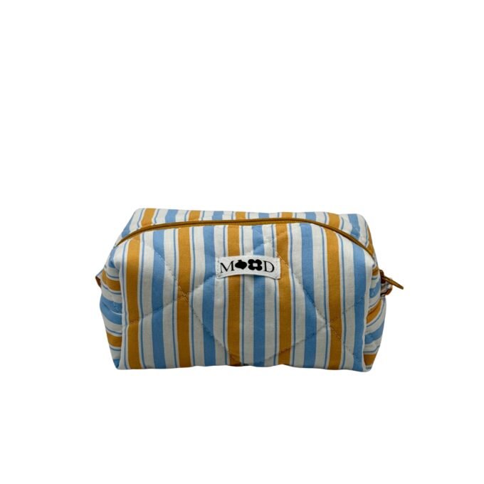 Blue and Yellow Stripes Mini Makeup Bag